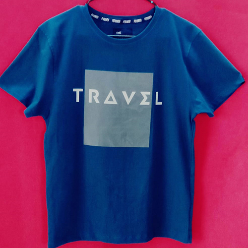 Mens Round Neck Half Sleeve Cotton T-Shirt - Color: Blue