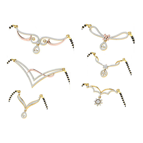 Designer Diamond Mangalsutra - Natural Diamonds, I3 Clarity, Emerald Cut | Laser Drilled, Elegant Design for Daily & Special Wear