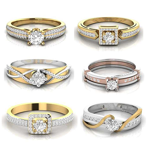 Diamond Wedding Rings - Natural Emerald-Cut Diamonds, I3 Clarity, Laser Drilling Enhancements, Available in Platinum, Palladium, or Gold