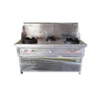 Chinese Cooking Range - Stainless Steel, Standard Size, Silver Color | Powerful Gas, Manual Control For Precision Cooking
