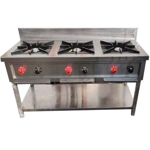 Stainless Steel Indian Triple Burner Range - Automatic Grade: Manual