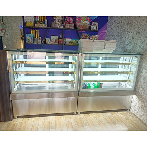 Stainless Steel Straight Glass Display Counter - Design: Plain