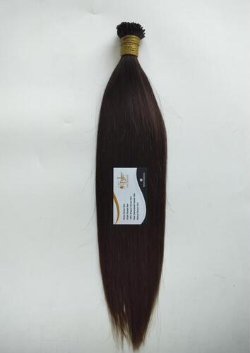 Brown Top Quality Indian Raw Natural Straight Human Hair Permanent I-Tip Hair Extension - Length: 20 Inch (In)