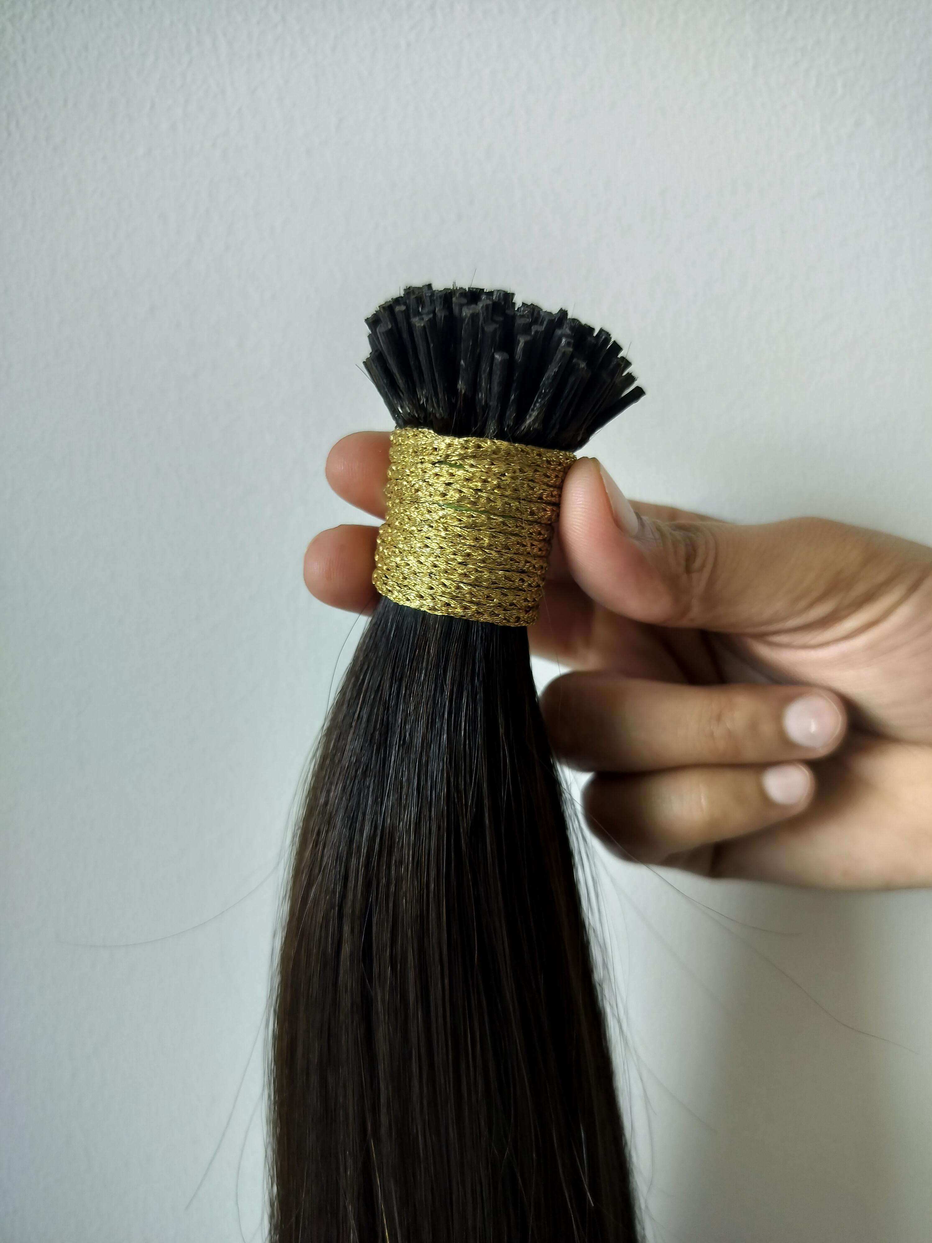 Brown Top Quality Indian Raw Natural Straight Human Hair Permanent I-Tip Hair Extension