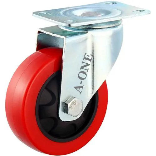 PU Caster Wheel - Nylon Material, Sizes 2"-8", Red Color | Ideal for Industrial Usage