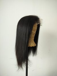 Unprocessed Raw Indian 100% Original Human Hair Natural Straight Short Lenght Hair Closure Women Wig