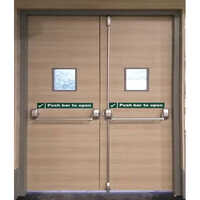 Wooden Fire Door - Plywood, 1000x2100mm, Brown | Durable, Powder-coated, Swing Style, 50mm Leaf Thickness, Rockwool Infilling