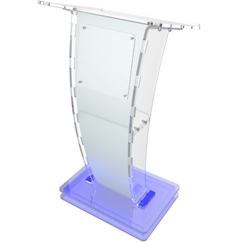 Acrylic Podium Frosted Look Front Panel With Bottom Blue Lights Podium