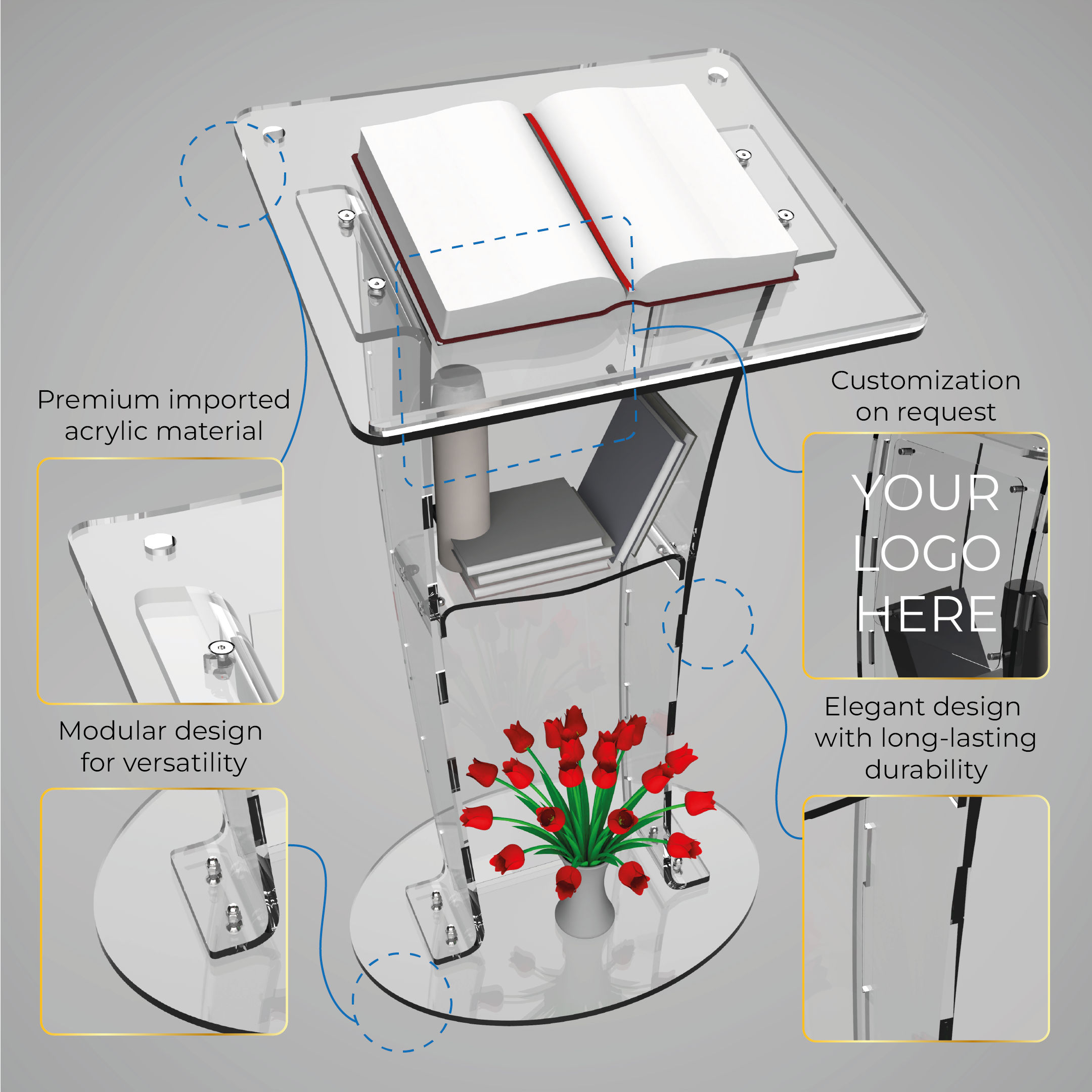 Classic Concepts CCP055 Acrylic Podium Clear Podium