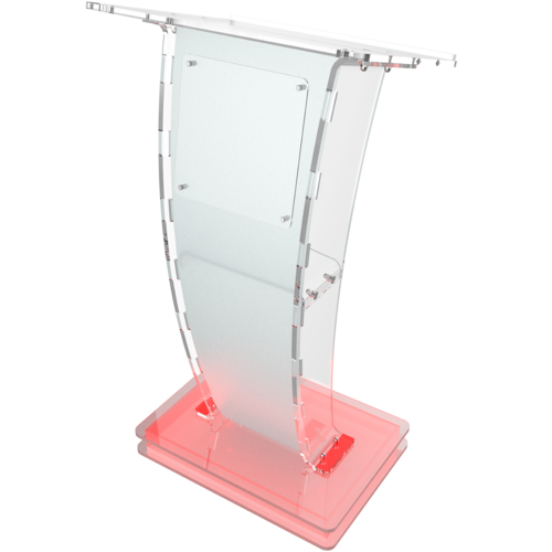 Acrylic Podium Frosted Look Front Panel With Red Led Light Base - Application: Church