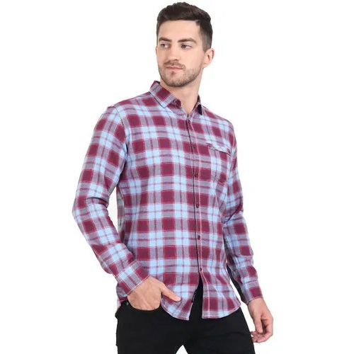 Mens Slim Fit Cotton Check Shirts - Feature: Washable