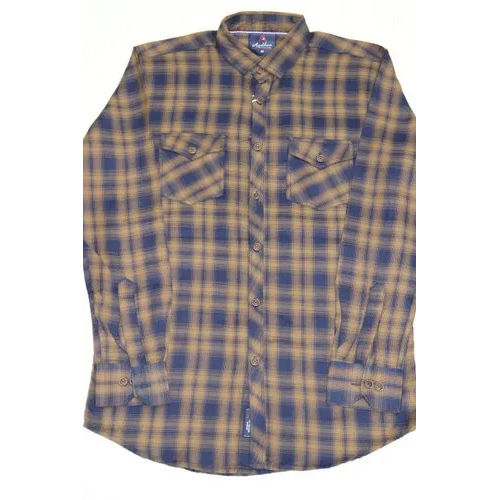 Mens Cotton Brown Check Shirts - Feature: Washable