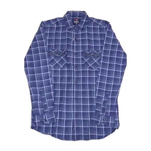 Mens Cotton Formal Check Shirt - Feature: No Fade