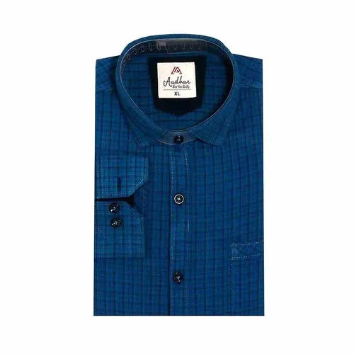 Mens Cotton Long Sleeve Check Shirt - Feature: Washable