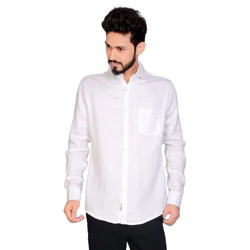 Mens White Plain Shirts - Feature: Washable