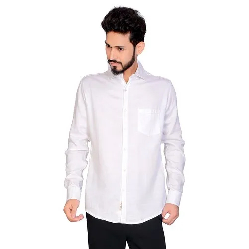 Mens White Plain Shirts