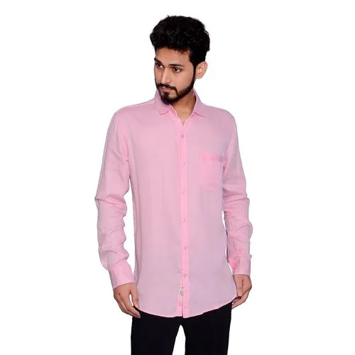 Mens Pink Plain Shirts