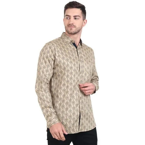 Men Printed Cotton Shirt - Feature: No Fade