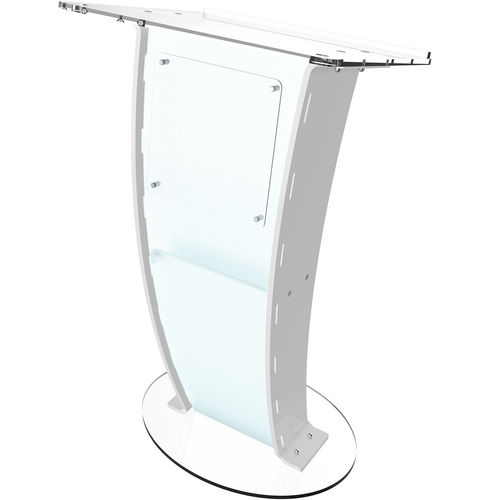 CCP055-Acrylic Podium Frosted Look Front Panel With White Side Pillars