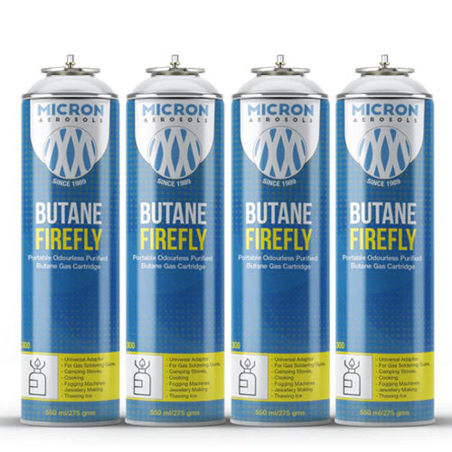 550Ml Micron Aerosols Butane Firefly Butane Gas Cartridge Spray - Color: Clear