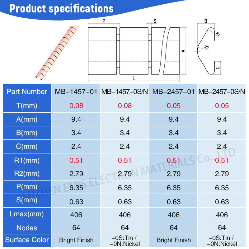 Beryllium copper  fingerstock