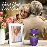 Blue Engraved Brass Keepsake Cremation Urn for Ashes