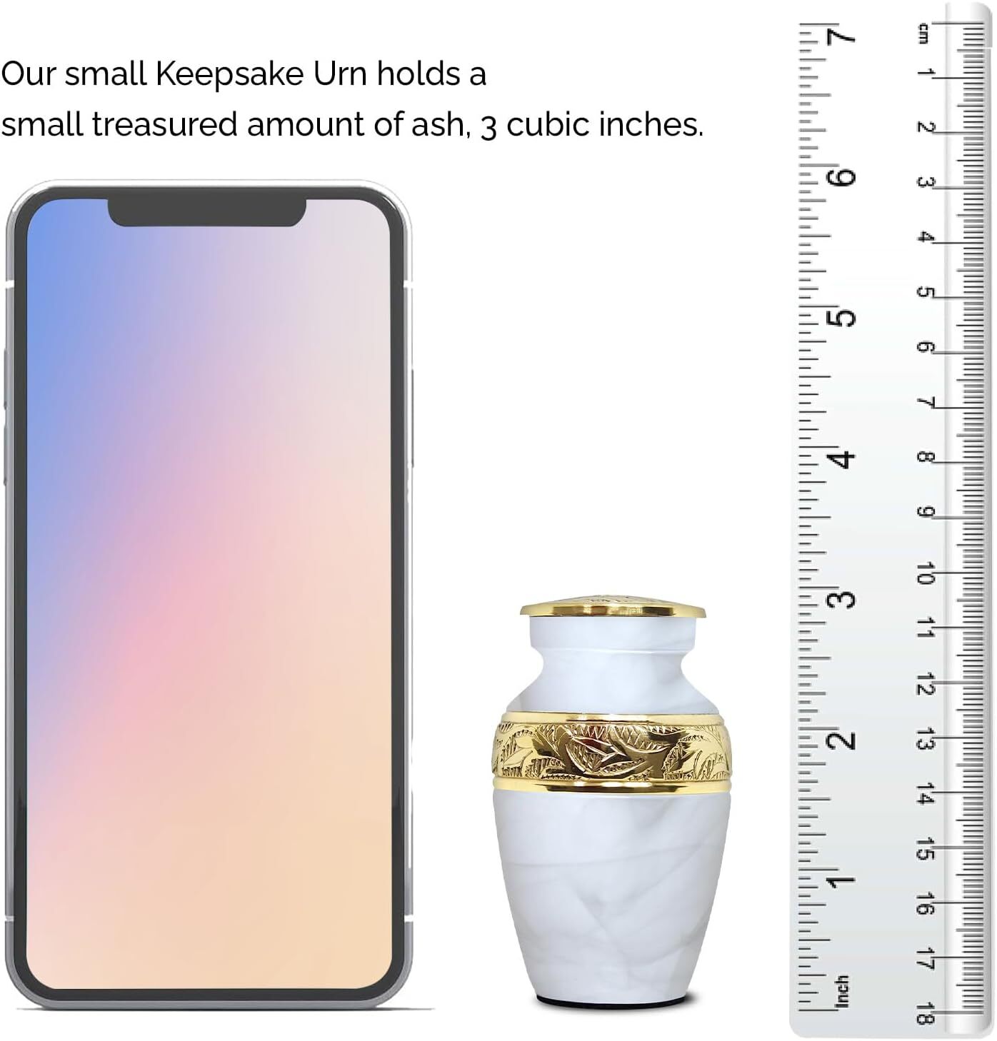 White Brass Keepsake Cremation for Ashes Mini Urns Funeral Supplies