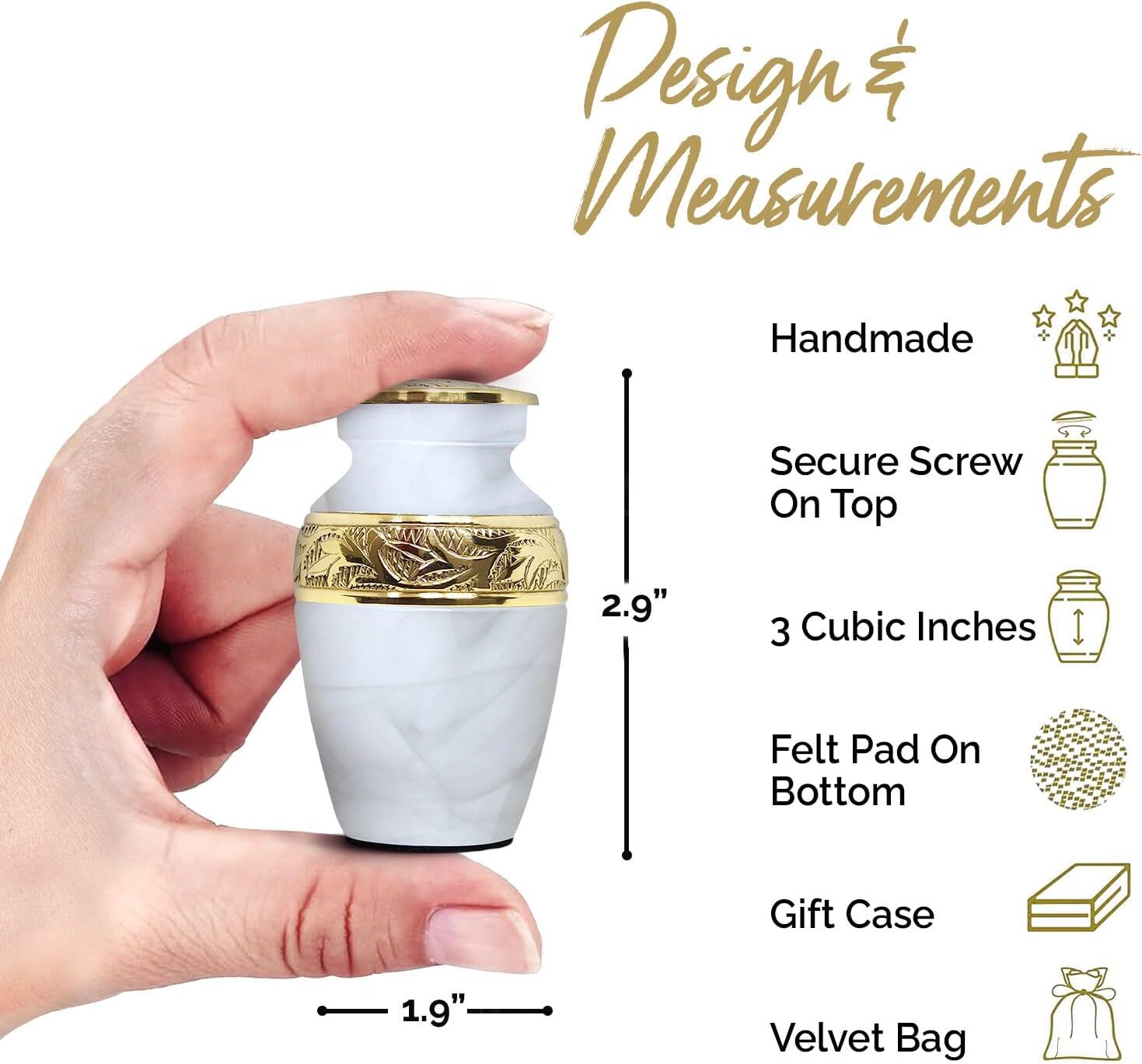 White Brass Keepsake Cremation for Ashes Mini Urns Funeral Supplies
