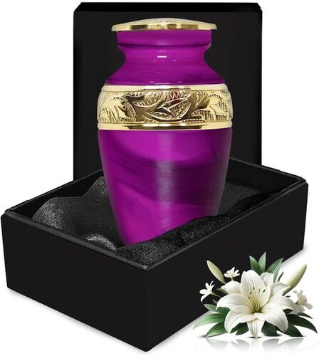 Purple Color High-quality Brass Engrave Small Urn for Ashes Keepsake Urns
