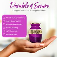 Purple Brass Engrave Small Urn for Ashes Keepsake Urns Funeral Supplies