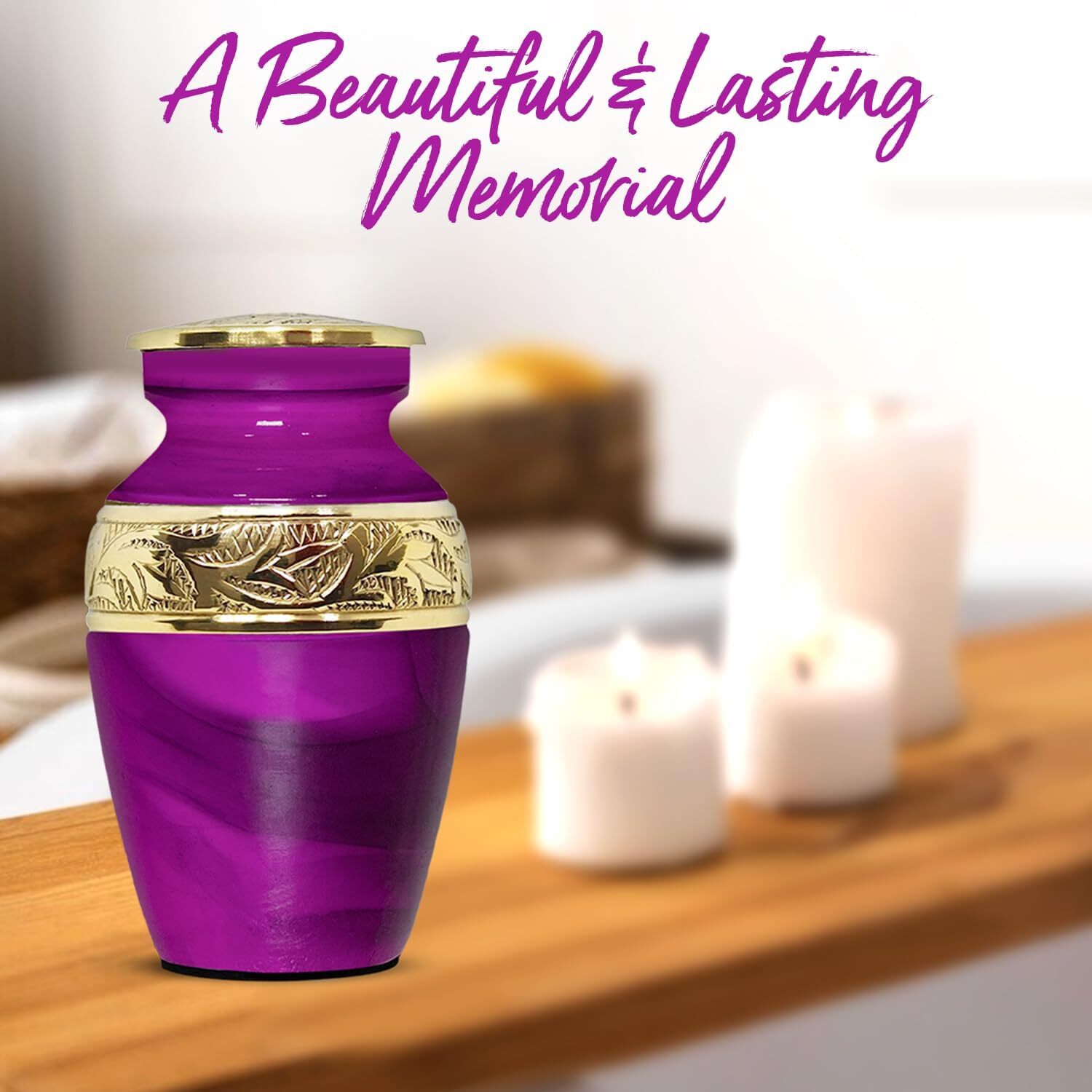 Purple Brass Engrave Small Urn for Ashes Keepsake Urns Funeral Supplies