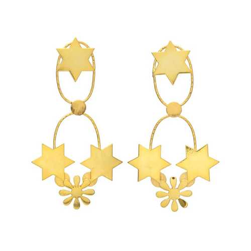 New arrival stars and flowers design brass earrings