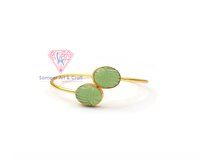 Natural Carving Gemstone With 18K Gold Plated Adjustable Handmade Bangles