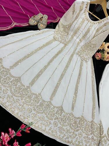 Party Wear Gown - Color: White And Black