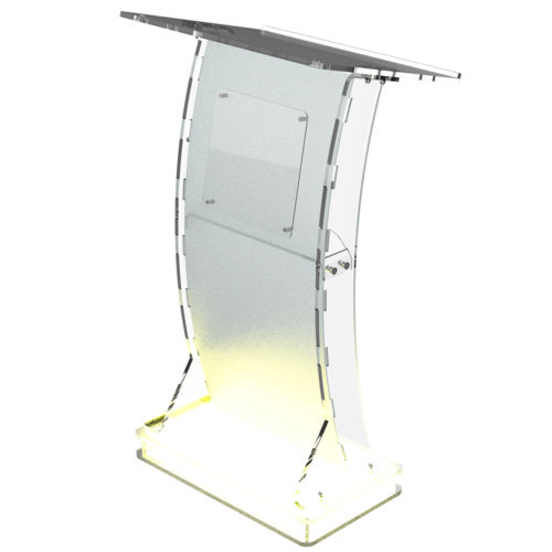 Acrylic Podium Frosted Look Front Panel with Yellow LED Light Base