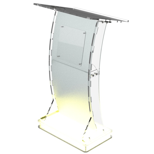Fancy Acrylic Podium Frosted Look Front Panel With Yellow Led Light Base - Application: Church