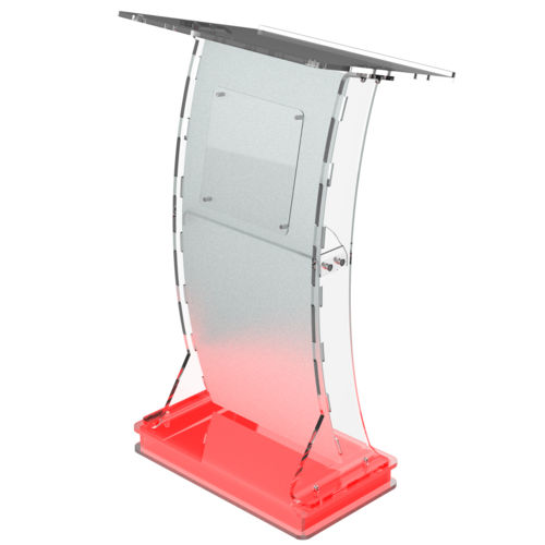 Acrylic Podium Frosted Look Front Panel with Red LED Light Base