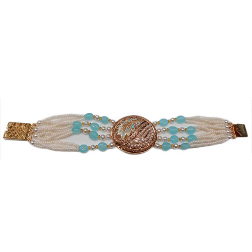 Ladies Gold Jadau Bracelet - Color: As Per Requirement