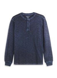 Mens Henley Neck Long Sleeve T Shirt Grey