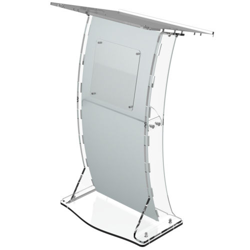 Acrylic Podium Frosted Look Front Panel Podium with Clear Side Pillars