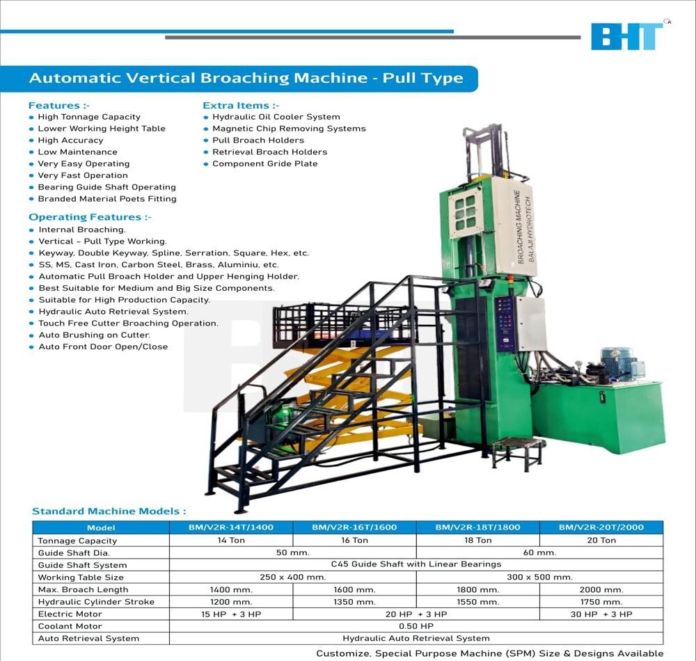 Vertical Broaching Machine - 3 Horsepower Automatic, Blue | Precision Metal Cutting & Shaping