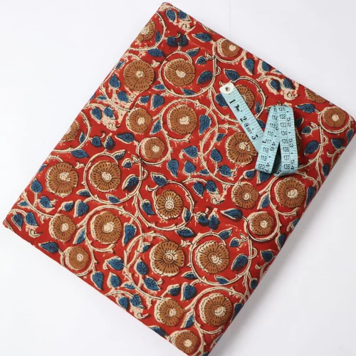 Handmade Flower Block Printed Fabric - Fabric Type: Cotton