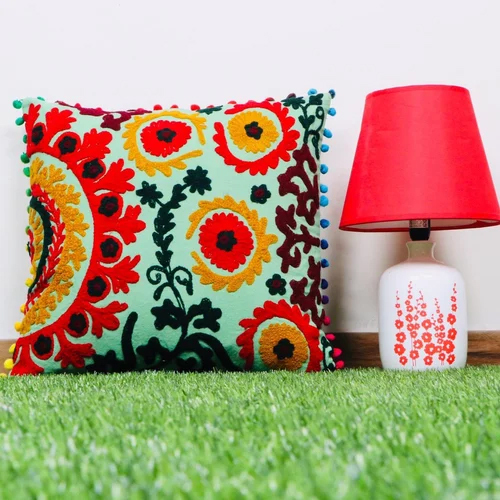 Decorative Embroidery Cushion Cover - Material: Cotton