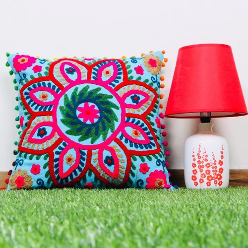 Sofa Cotton Embroidery Cushion Cover - Color: Multi
