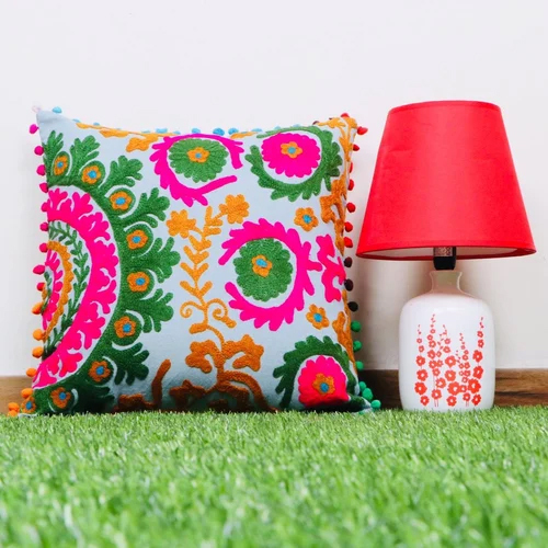 Suzani Embroidered Cushion Cover - Material: Cotton