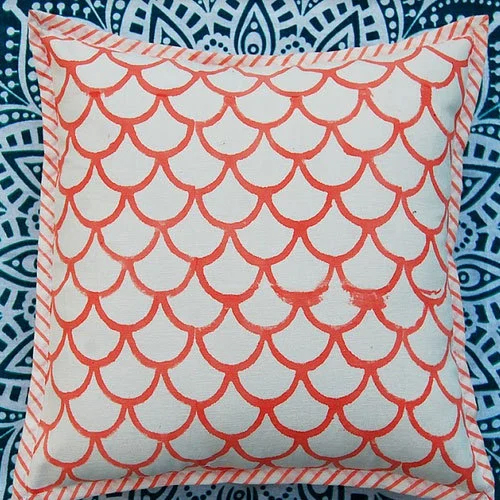 Canvas Block Printed Cushion Cover - Color: Multi