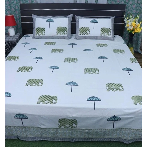 Designer Hand Block Printed Cotton Bedsheet - Color: Multi