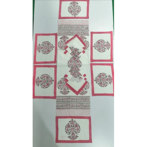 Floral Print Dining Table Mat Set - Cotton Material, 60x90 Rectangular Size | Washable, Elegant Design for Daily Use