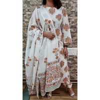 Unstitched  Hand Block Printed Suit Set - Color: Multicolor