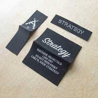 Neck Tag Label - Polyester, Rectangle Shape, Matte Black | Customizable Printed Style For Garment Attachment